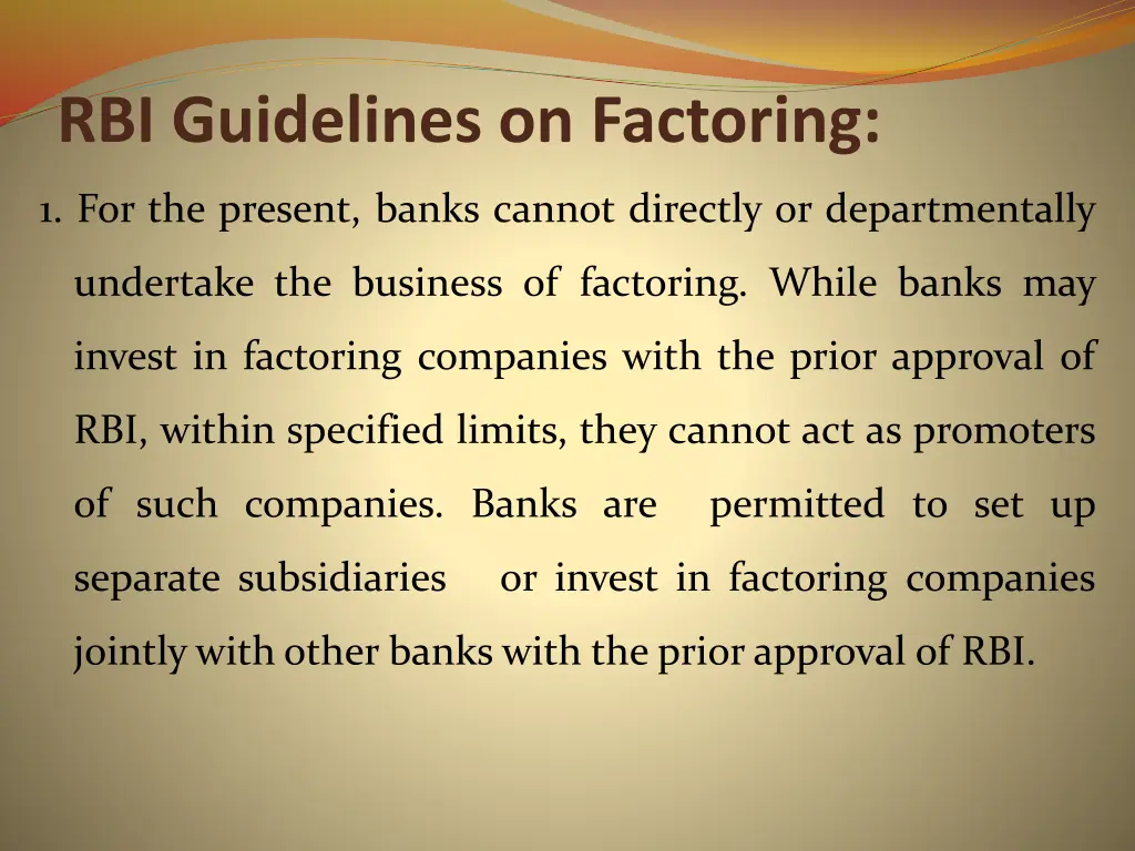 rbi guidelines on factoring