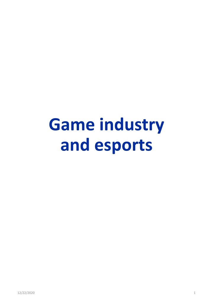 game industry and esports