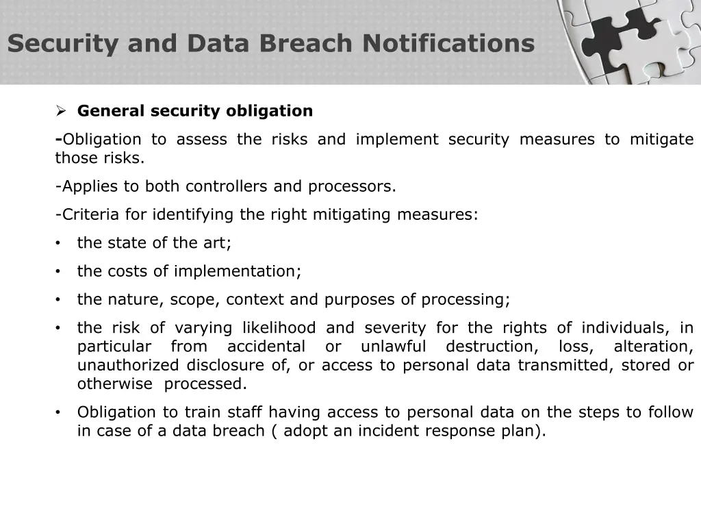 security and data breach notifications