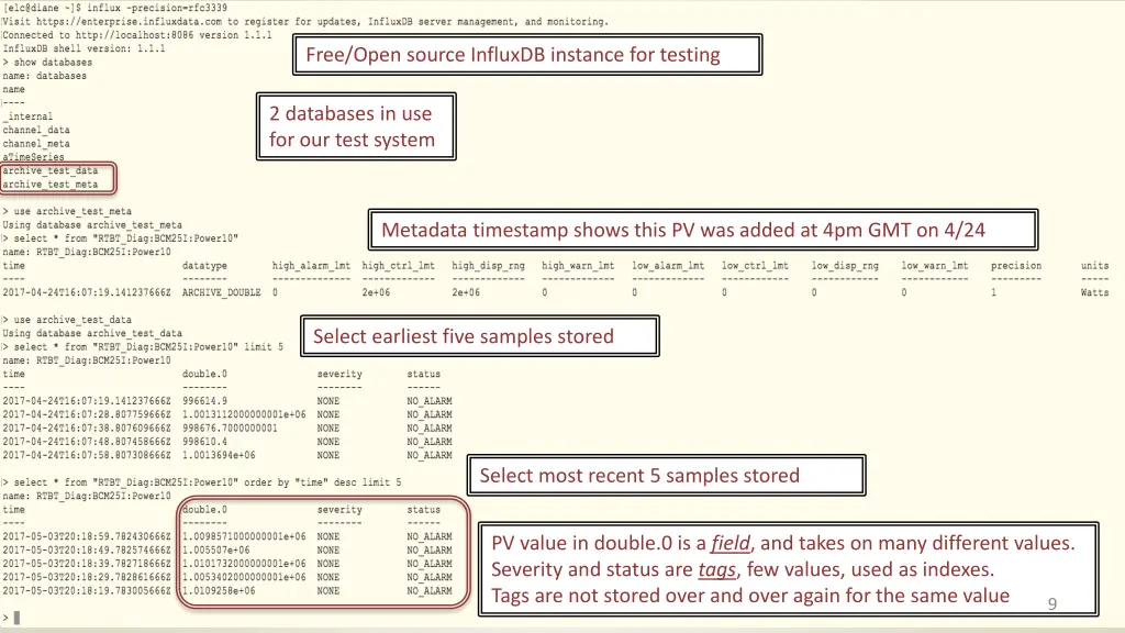 free open source influxdb instance for testing