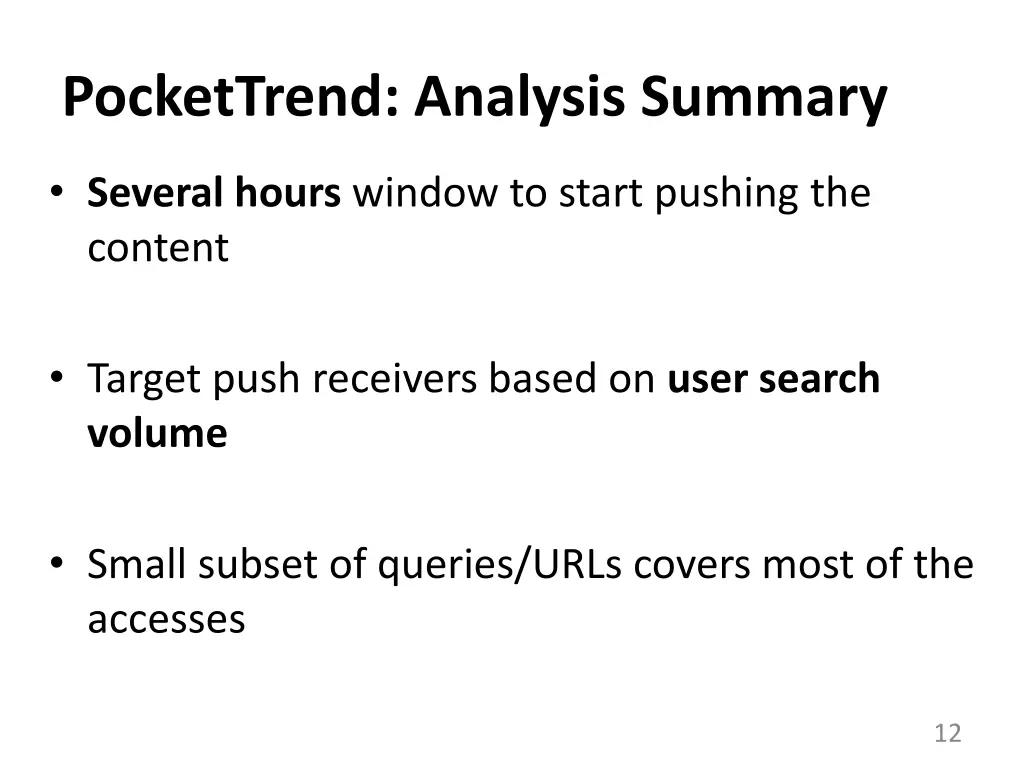 pockettrend analysis summary