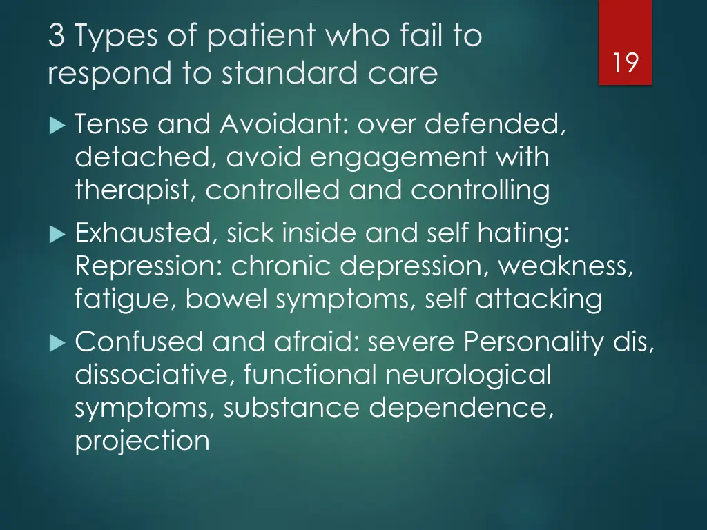 3 types of patient who fail to respond