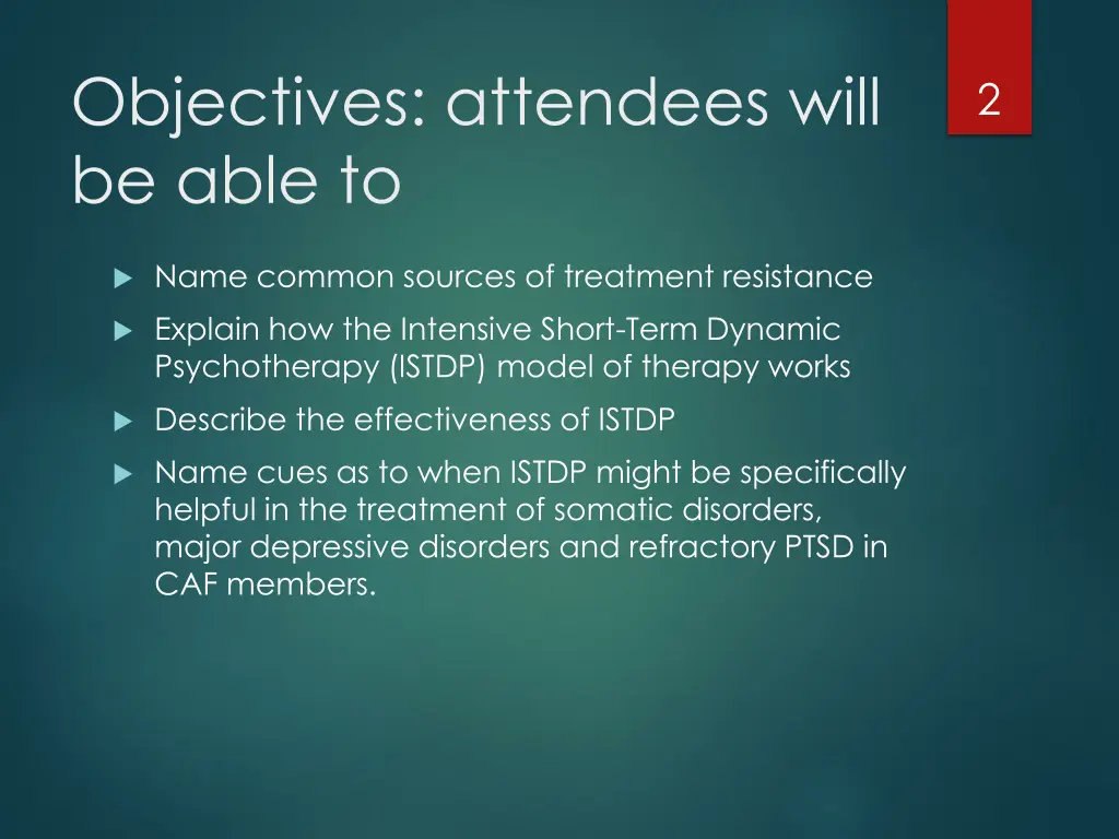 objectives attendees will be able to