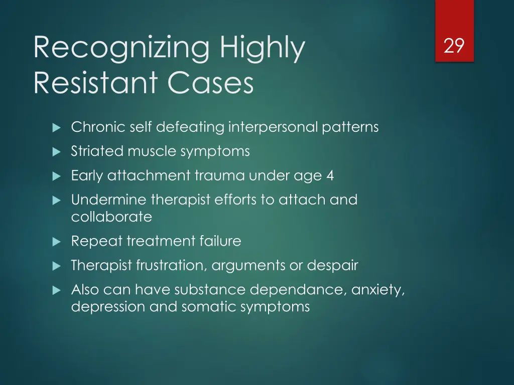 recognizing highly resistant cases