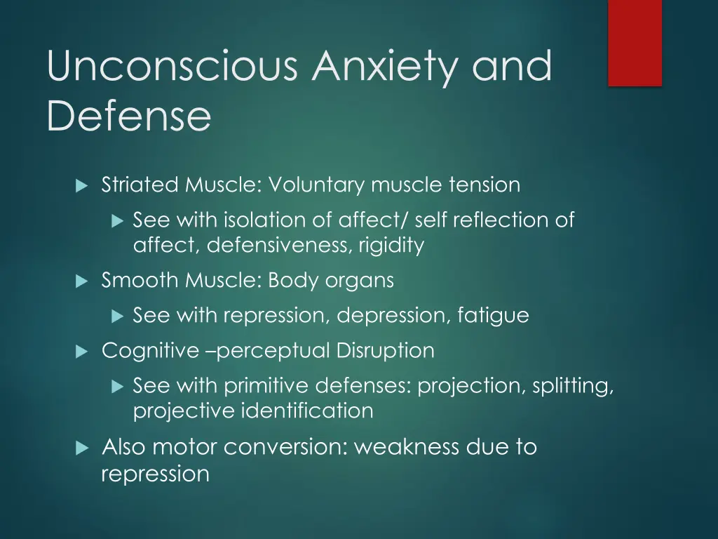 unconscious anxiety and defense