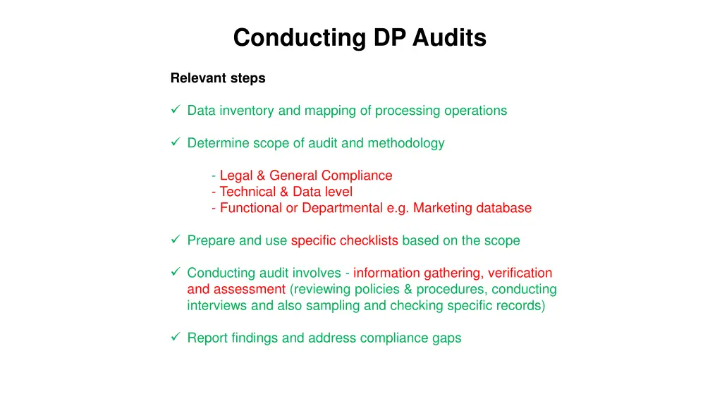 conducting dp audits
