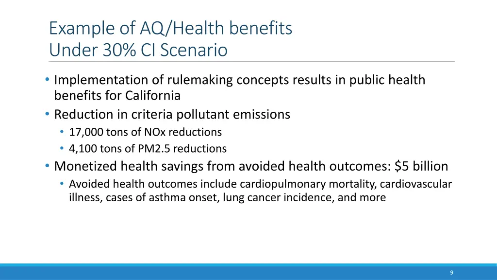 example of aq health benefits under 30 ci scenario