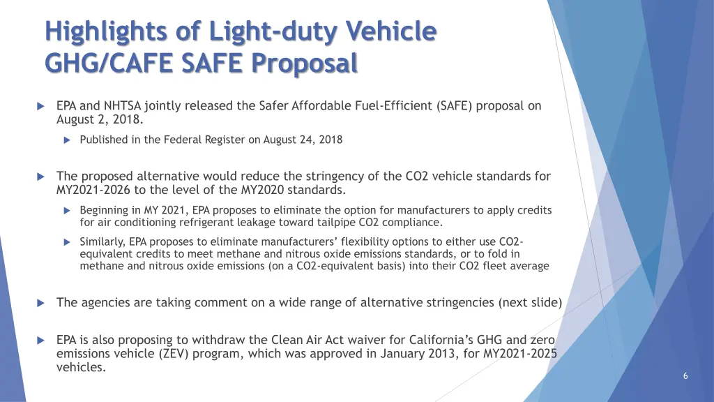 highlights of light duty vehicle ghg cafe safe