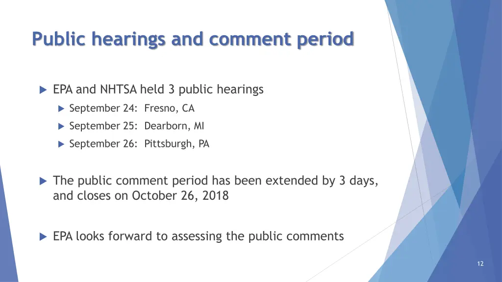 public hearings and comment period