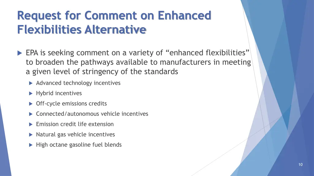 request for comment on enhanced flexibilities