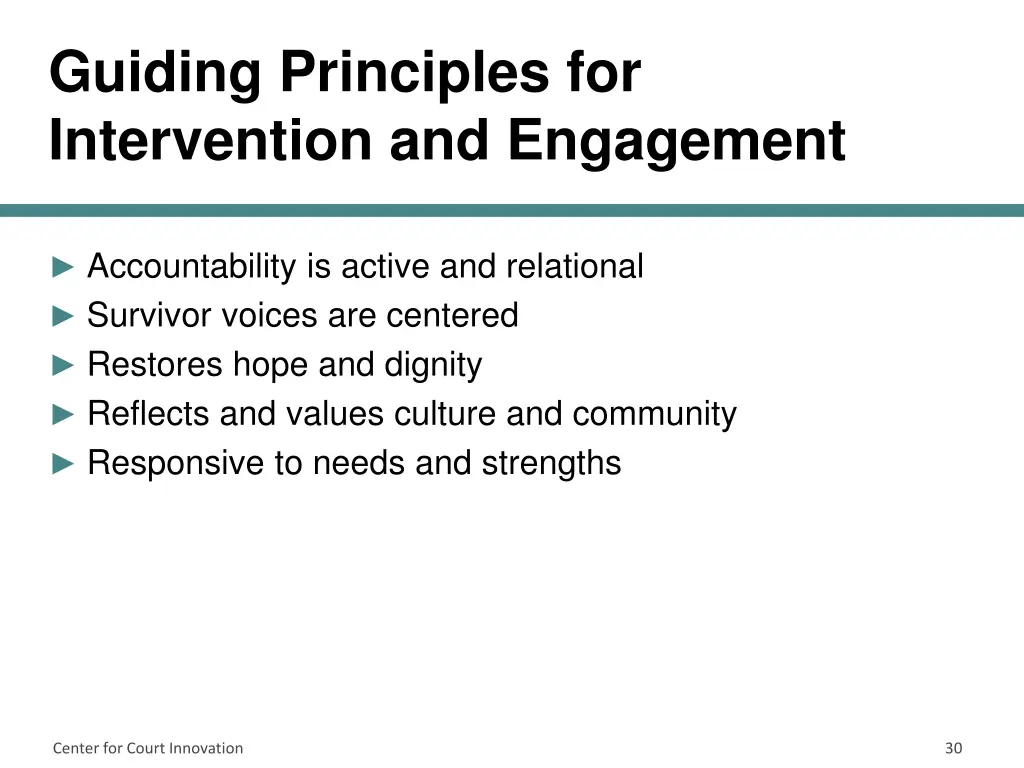 guiding principles for intervention and engagement
