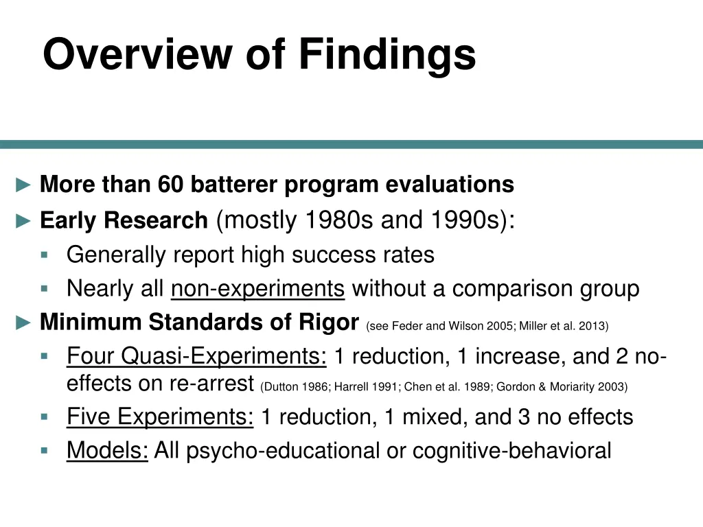 overview of findings