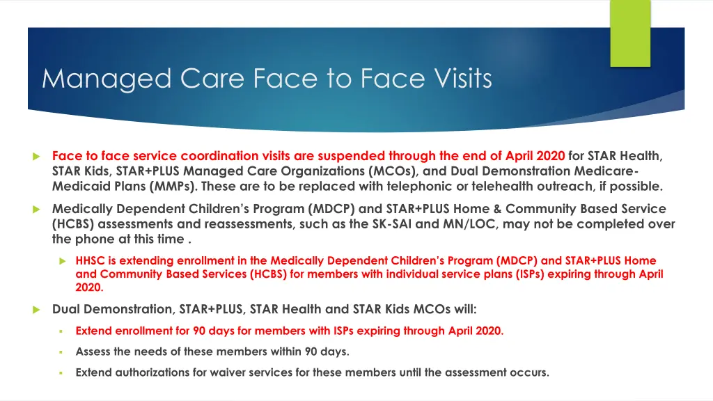 managed care face to face visits