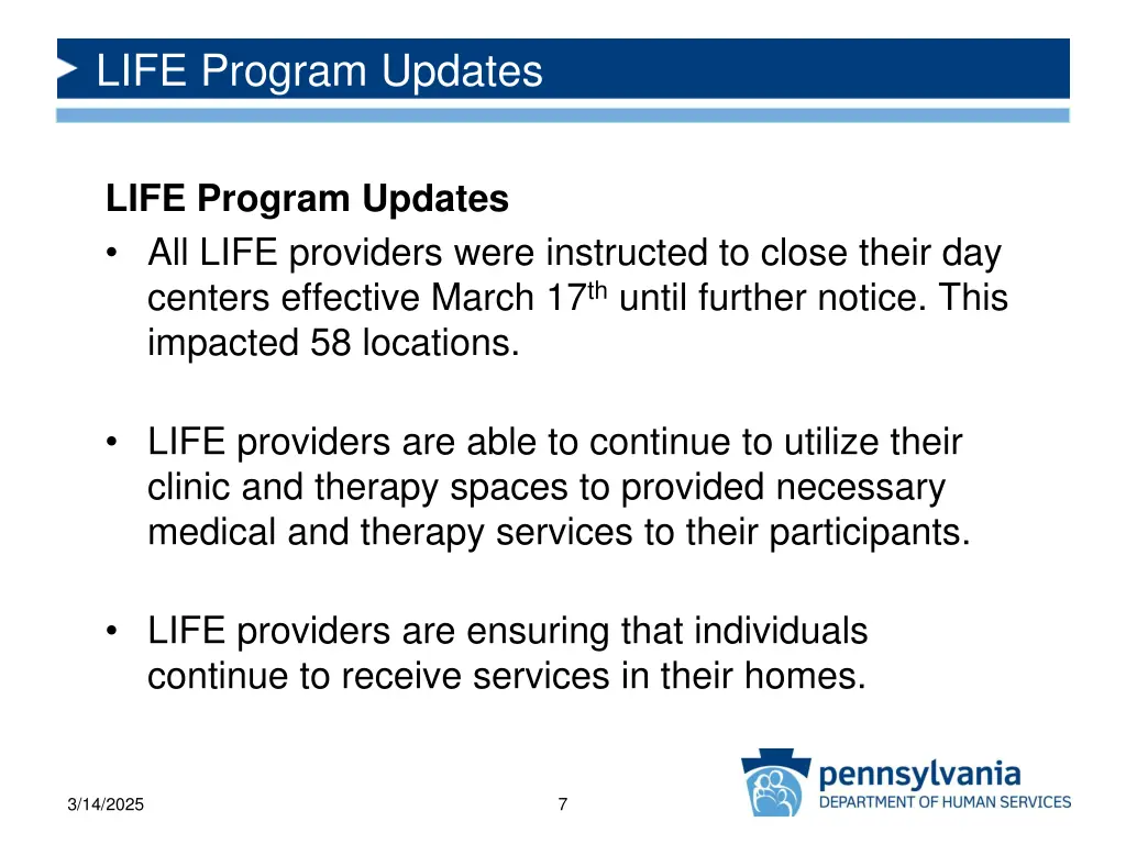 life program updates