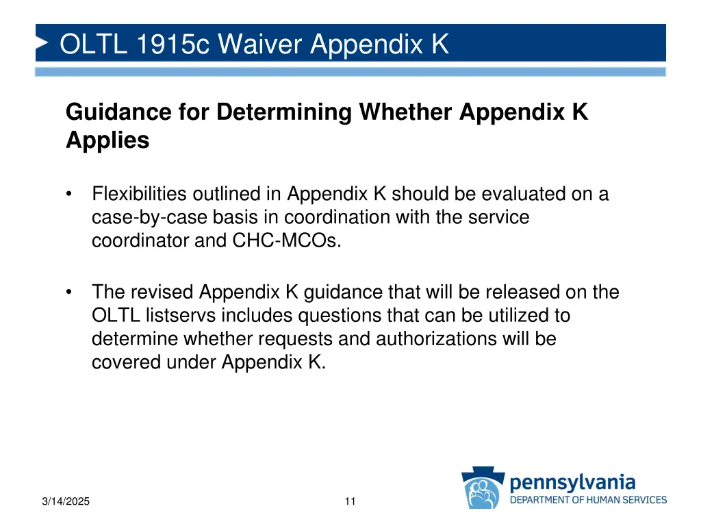 oltl 1915c waiver appendix k 1