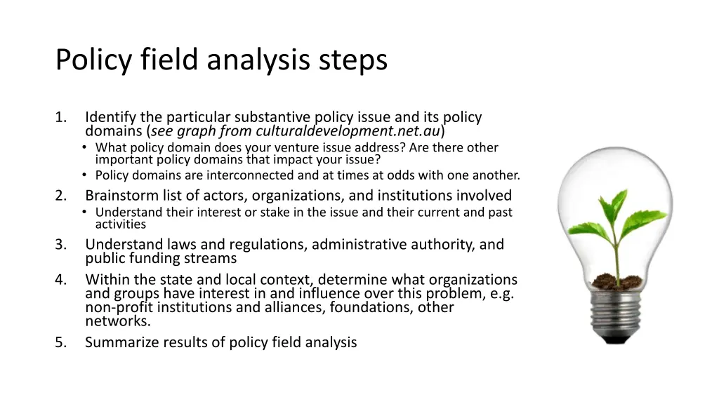 policy field analysis steps