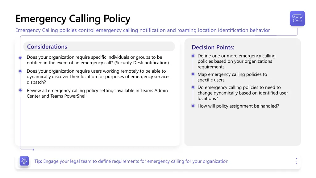 emergency calling policy emergency calling