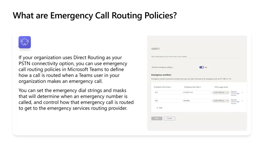 what are emergency call routing policies