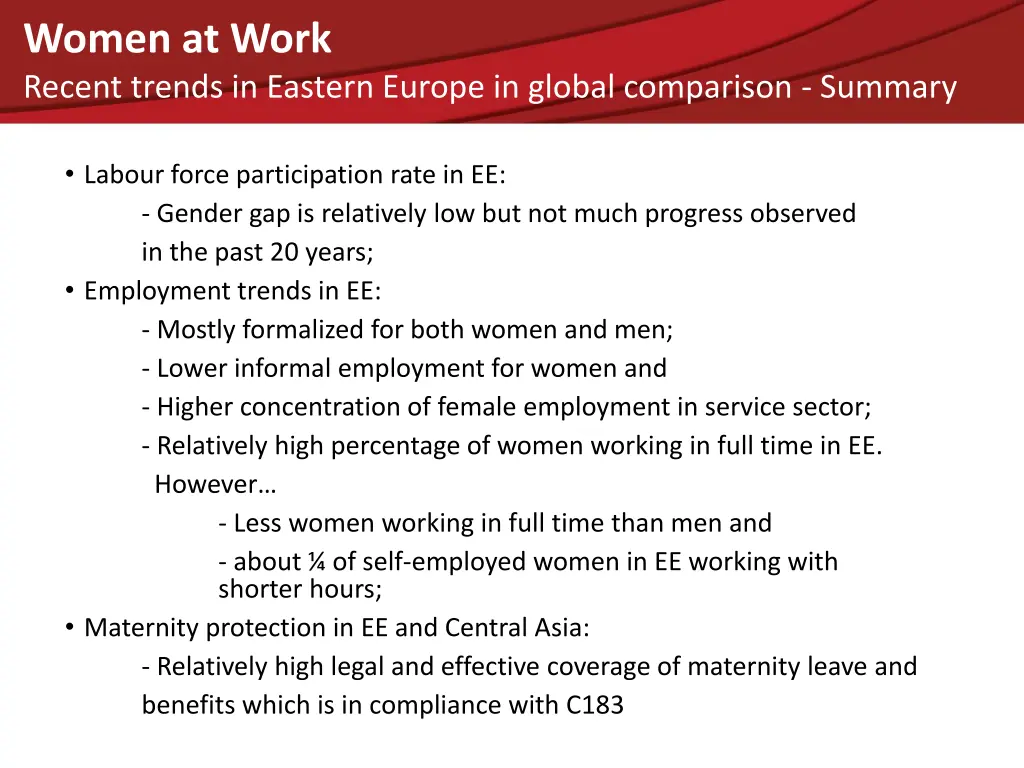 women at work recent trends in eastern europe