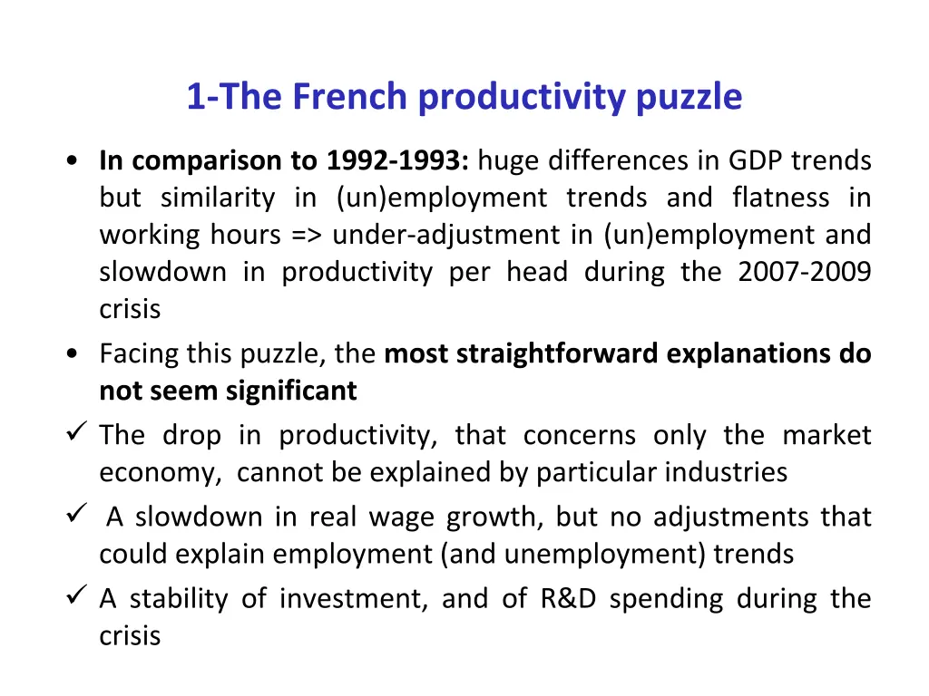 1 the french productivity puzzle 1