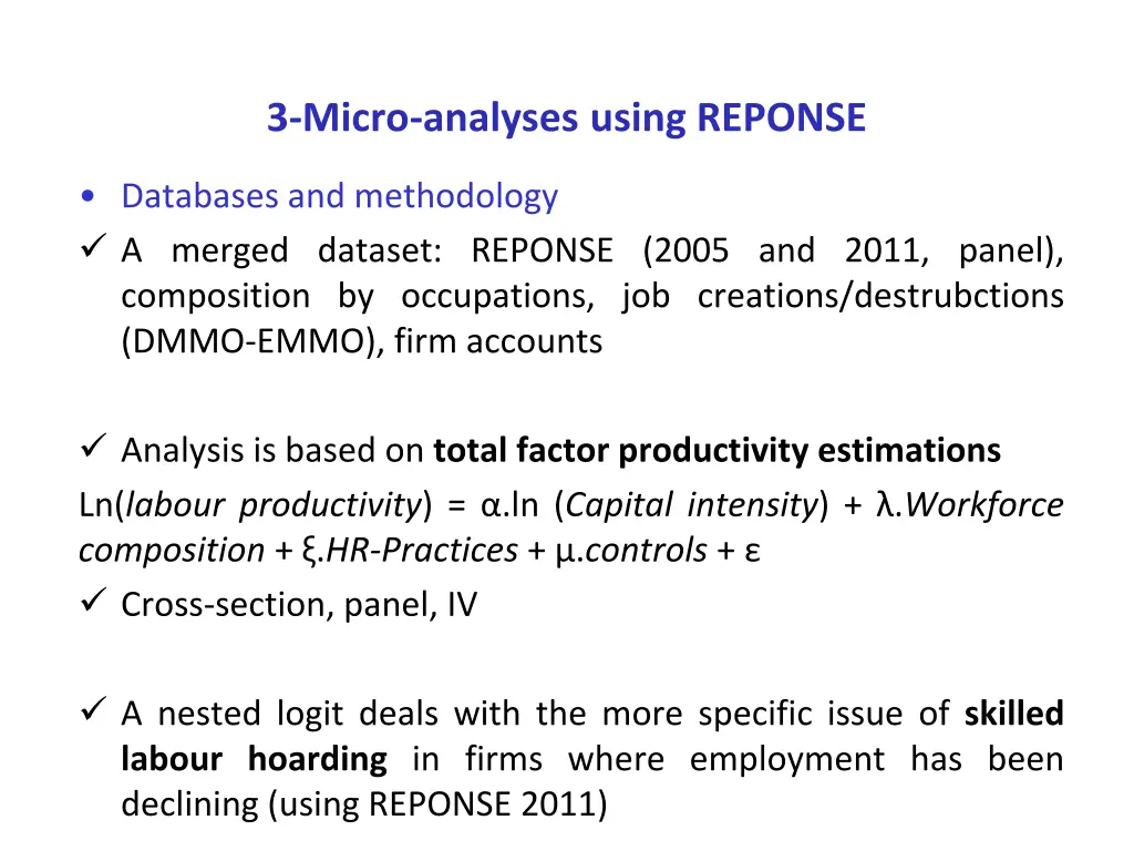 3 micro analyses using reponse