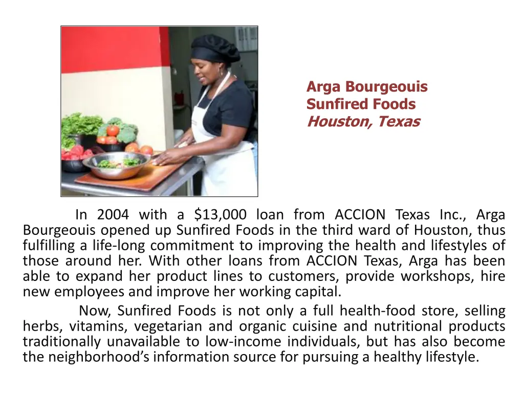 arga bourgeouis sunfired foods houston texas