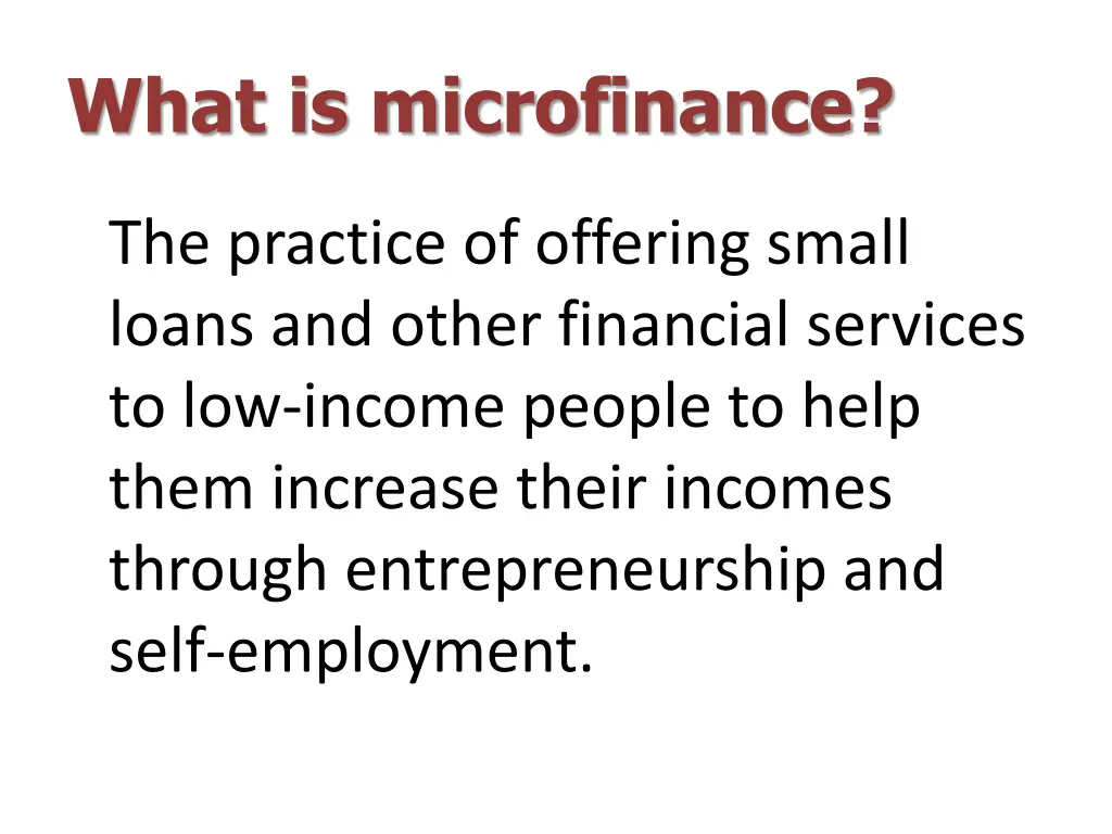 what is microfinance