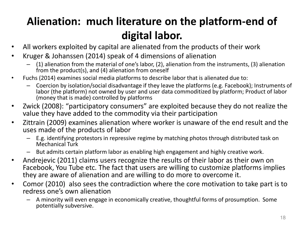 alienation much literature on the platform