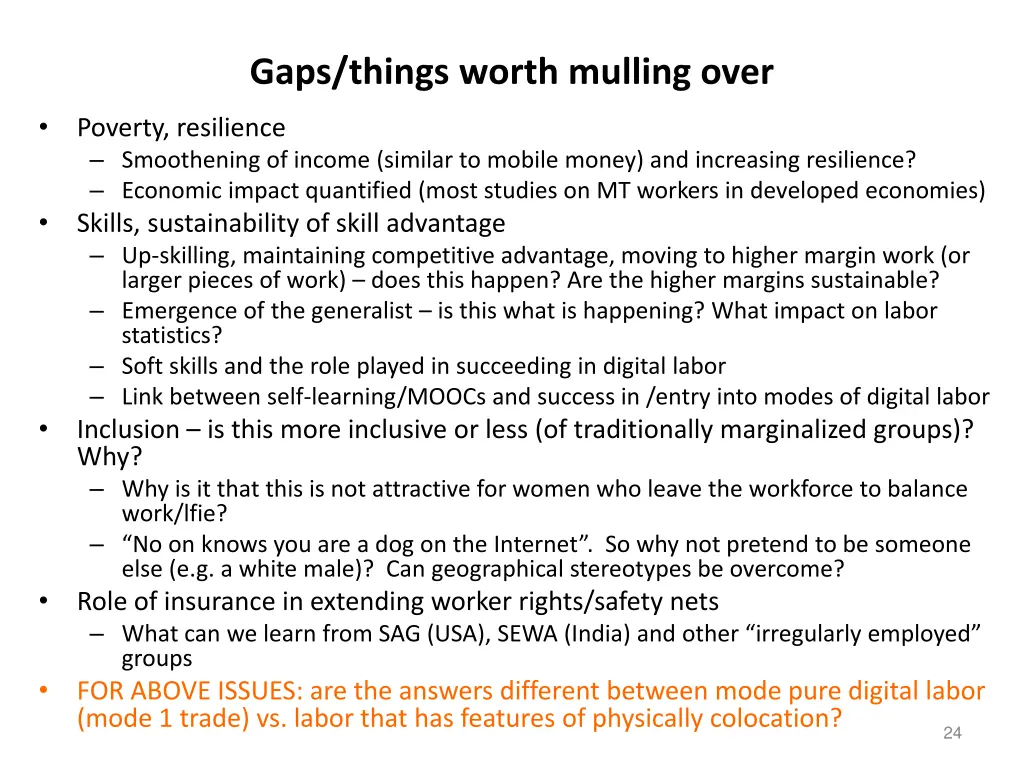 gaps things worth mulling over