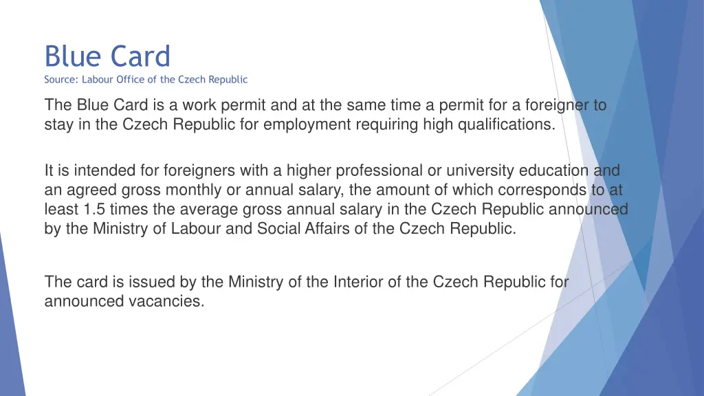 blue card source labour office of the czech