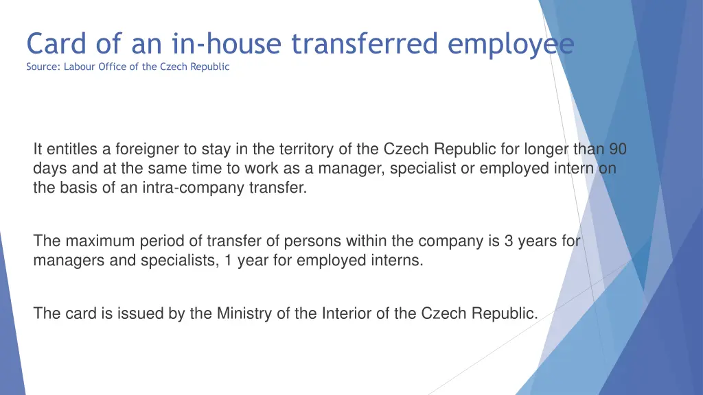 card of an in house transferred employee source