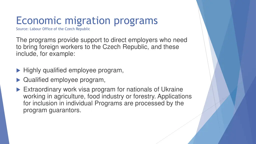 economic migration programs source labour office