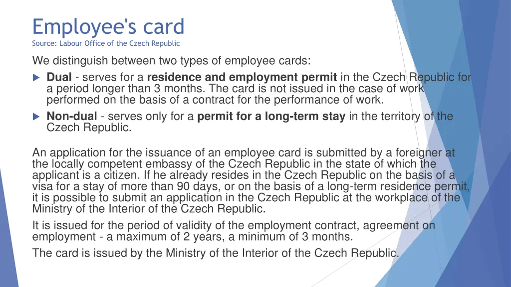 employee s card source labour office of the czech