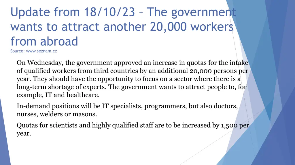 update from 18 10 23 the government wants