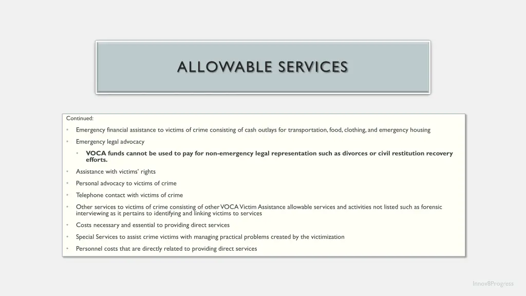 allowable services 1