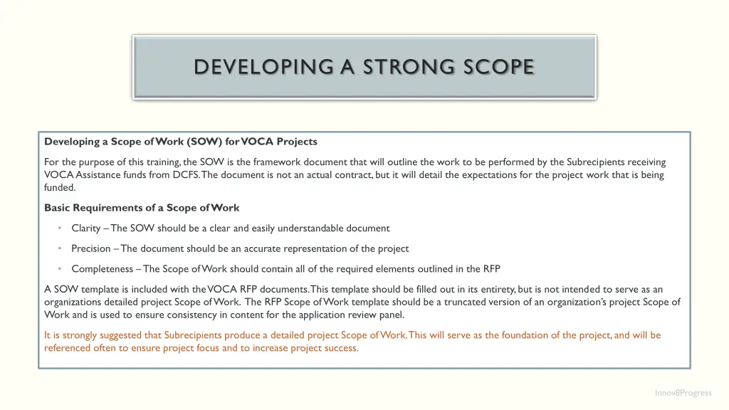 developing a strong scope