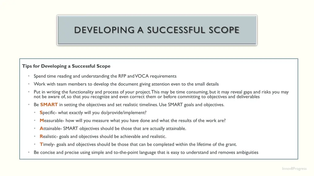 developing a successful scope