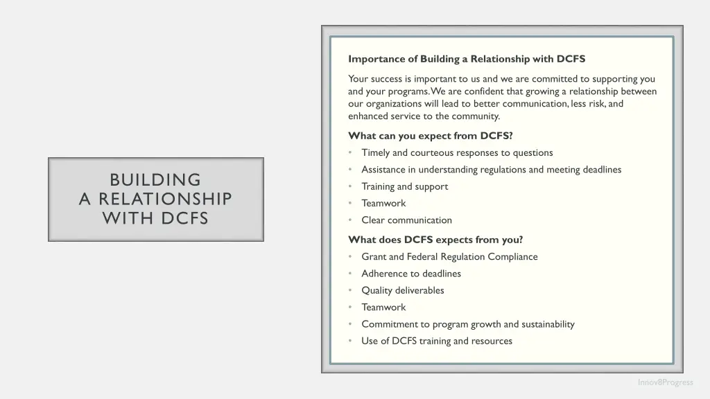 importance of building a relationship with dcfs