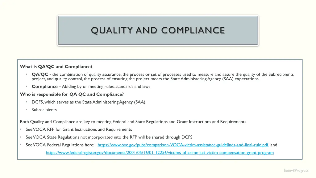 quality and compliance