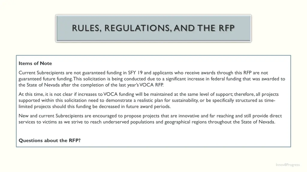 rules regulations and the rfp 1
