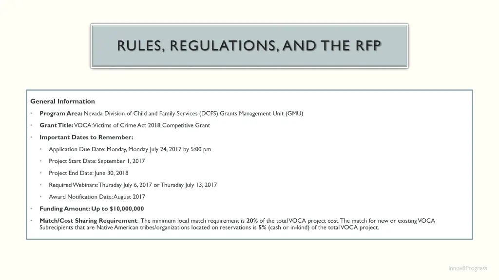 rules regulations and the rfp