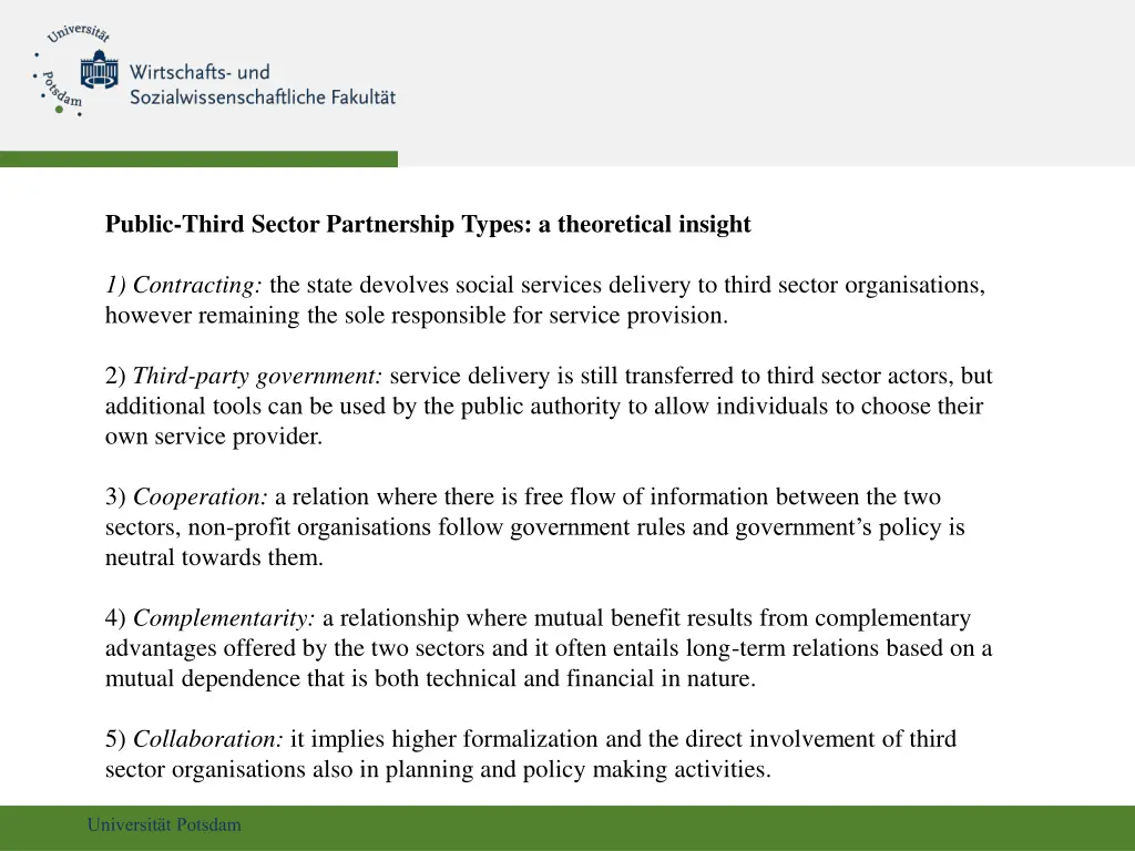 public third sector partnership types