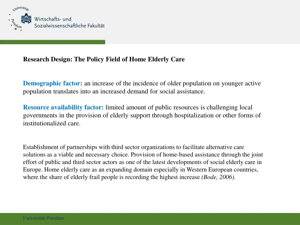research design the policy field of home elderly 1