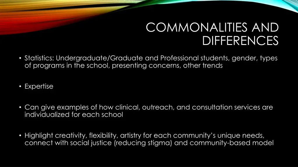 commonalities and differences