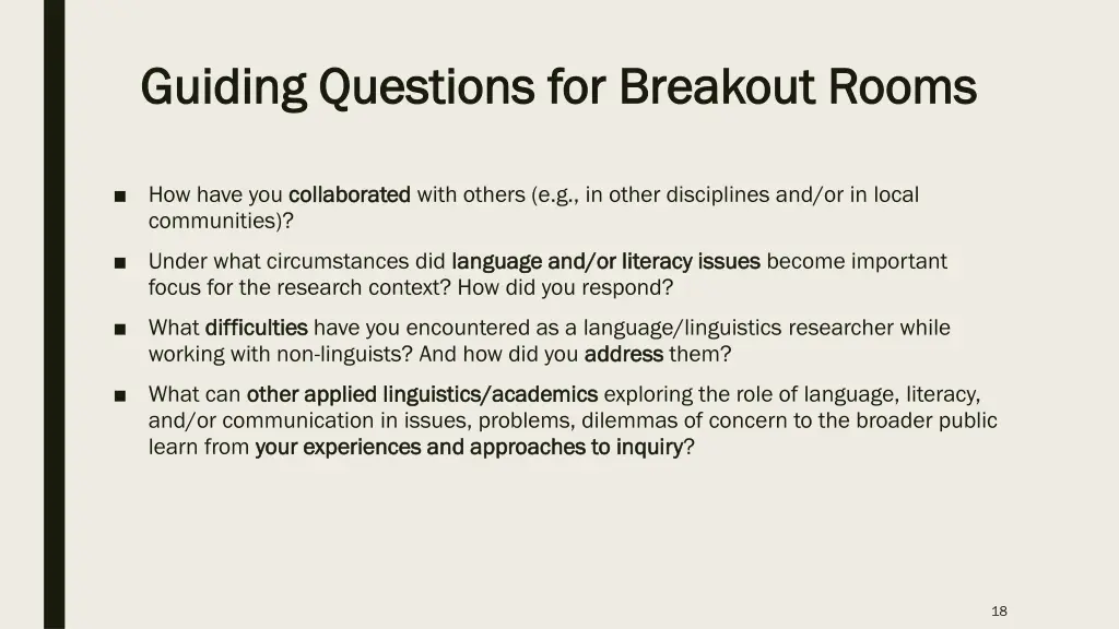 guiding questions for breakout rooms guiding