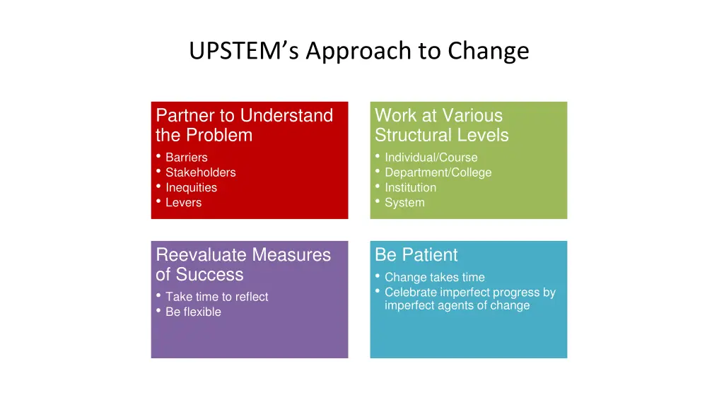 upstem s approach to change