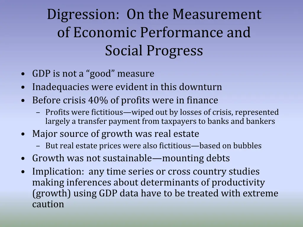 digression on the measurement of economic