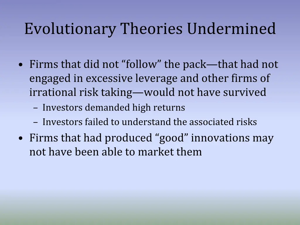 evolutionary theories undermined