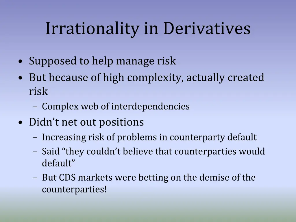 irrationality in derivatives
