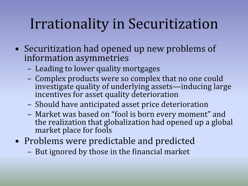 irrationality in securitization 2